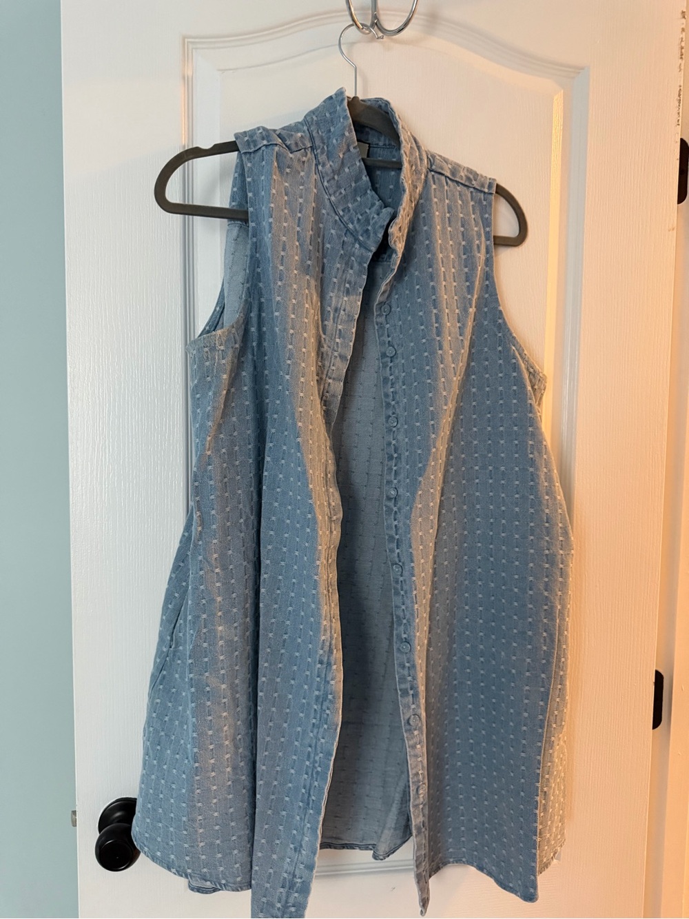 Tuckernuck Light Blue Sleeveless Button-Down Top